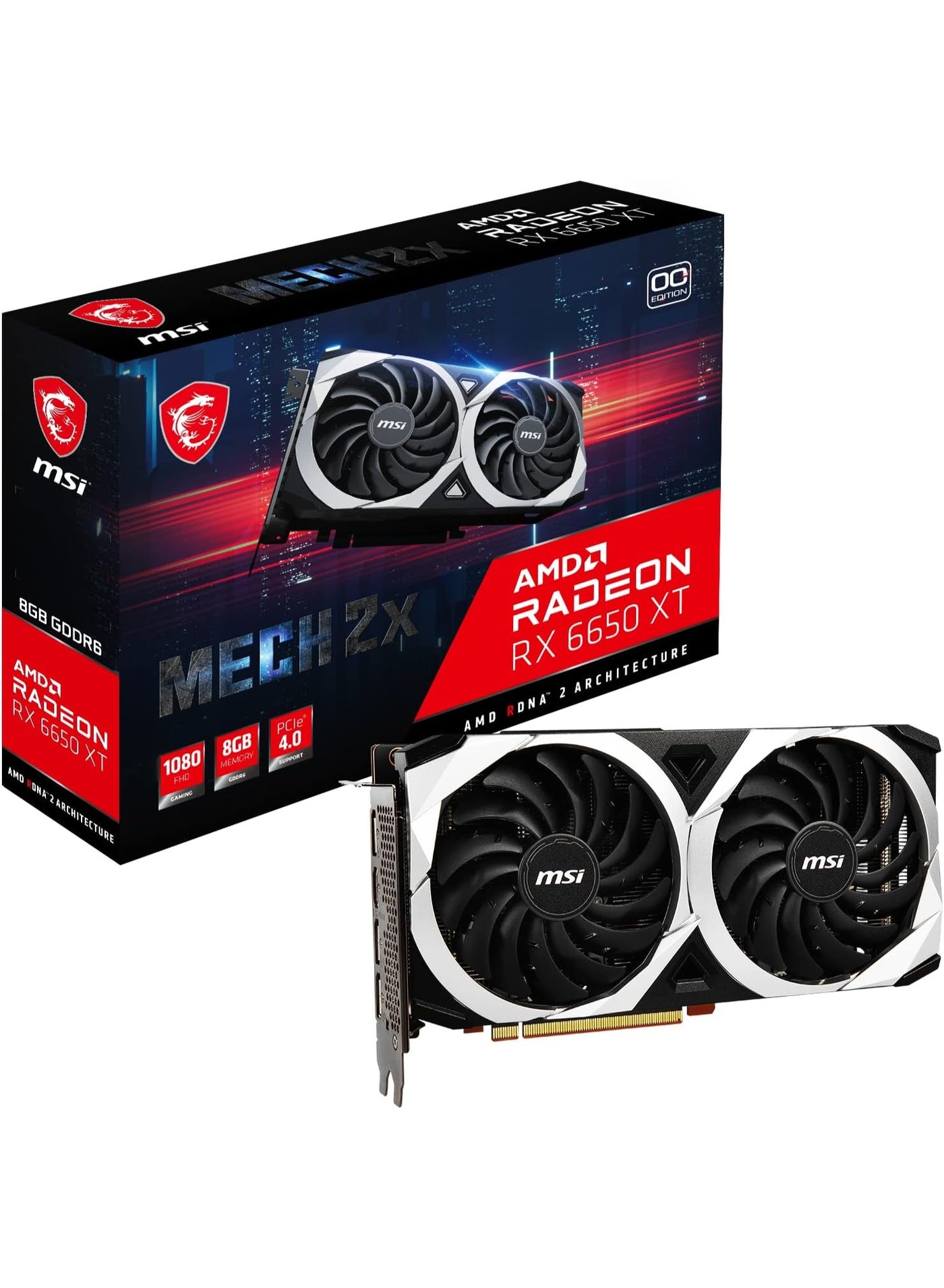 Gaming Radeon RX 6650 XT 128-bit 8GB GDDR6 DP/HDMI Dual Torx 3.0 Fans FreeSync DirectX 12 VR Ready OC Graphics Card (RX 6650 XT MECH 2X 8G OC)